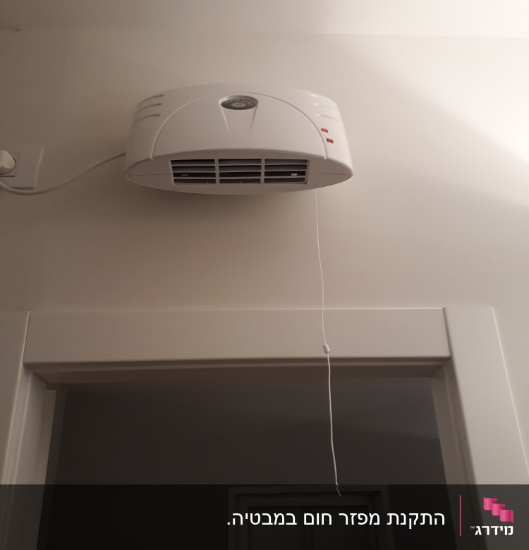מאוורר קיר לבן עם חוט תלוי